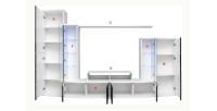 Composition de meubles TV collection GALAXY design coloris blanc et noir brillant.