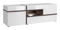 Ensemble 4 meubles de salon collection CRISS avec LEDS intégrés. Couleur blanche et finitions chêne.