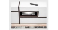 Ensemble 4 meubles de salon collection CRISS avec LEDS intégrés. Couleur blanche et finitions chêne.