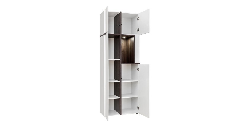 Ensemble 4 meubles de salon collection CRISS avec LEDS intégrés. Couleur blanche et finitions chêne.