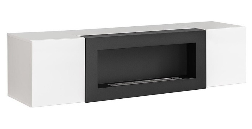 Meubles suspendus avec cheminée décorative collection FLY N1. Coloris blanc.