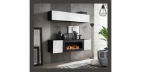 Meubles suspendus avec cheminée décorative collection FLY N1. Coloris noir et blanc
