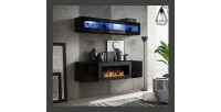 Meubles suspendus avec cheminée décorative collection FLY N2. Coloris noir.