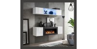 Meubles suspendus avec cheminée décorative collection FLY N3. Coloris blanc.