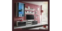 Meuble TV GALINO E design, coloris blanc et noir. Meuble moderne et tendance pour votre salon.