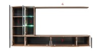 Ensemble pour salon STARK. Composition TV murale coloris chêne et noir. LED incluses.