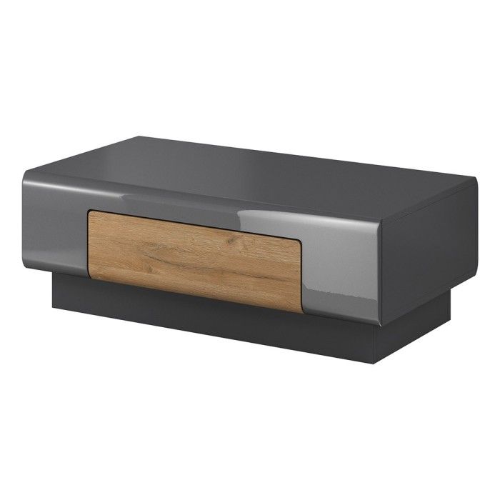 Ensemble complet de 6 meubles de salon collection OHIO. Coloris gris et effet chêne.