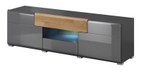 Ensemble complet de 6 meubles de salon collection OHIO. Coloris gris et effet chêne.