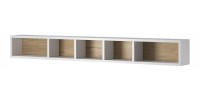 Ensemble complet de 6 meubles de salon collection OHIO. Coloris blanc et effet chêne.