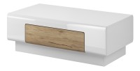 Ensemble complet de 6 meubles de salon collection OHIO. Coloris blanc et effet chêne.