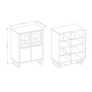 Ensemble 3 meubles de salon collection MILO. Coloris chêne. Style industriel