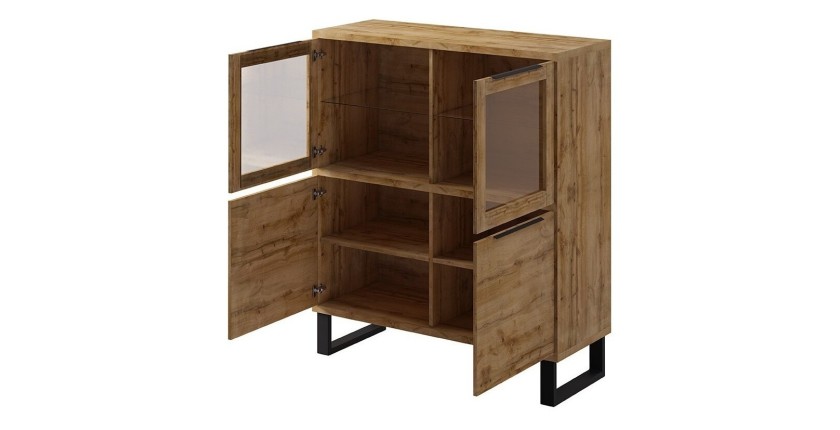 Ensemble 3 meubles de salon collection MILO. Coloris chêne. Style industriel