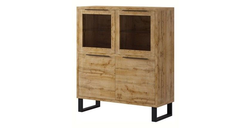 Ensemble 3 meubles de salon collection MILO. Coloris chêne. Style industriel