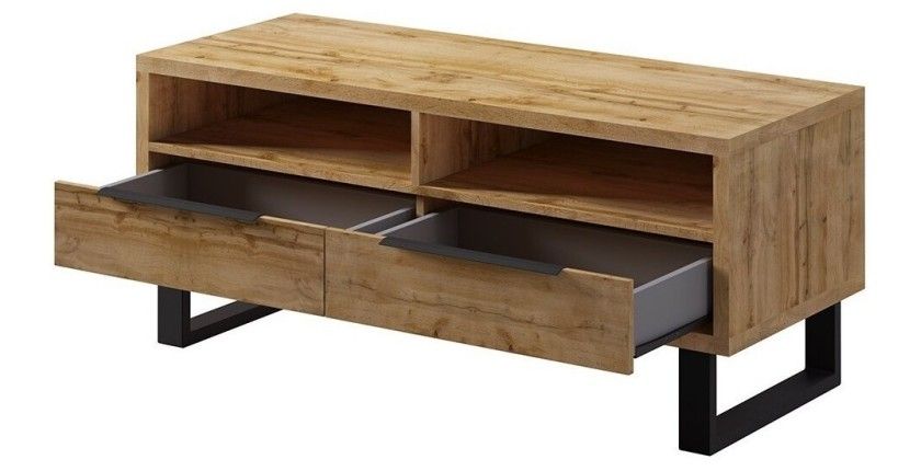 Ensemble 3 meubles de salon collection MILO. Coloris chêne. Style industriel