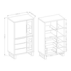 Ensemble 3 meubles de salon collection MILO. Coloris chêne. Style industriel