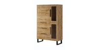Ensemble 3 meubles de salon collection MILO. Coloris chêne. Style industriel