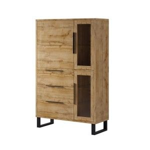 Ensemble 3 meubles de salon collection MILO. Coloris chêne. Style industriel