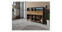 Ensemble de 4 meubles de salon style industriel collection ANAFI. Coloris épicéa et noir.