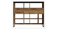 Ensemble de 4 meubles de salon style industriel collection ANAFI. Coloris épicéa et noir.