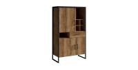 Ensemble de 4 meubles de salon style industriel collection ANAFI. Coloris épicéa et noir.