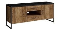Ensemble de 4 meubles de salon style industriel collection ANAFI. Coloris épicéa et noir.