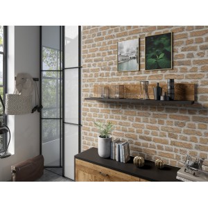 Ensemble de 4 meubles de salon style industriel collection ANAFI. Coloris épicéa et noir.