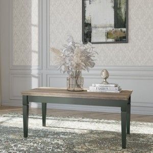 Ensemble de 5 meubles pour votre salon coloris vert et chêne. Collection ASSIA
