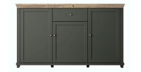 Ensemble de 5 meubles pour votre salon coloris vert et chêne. Collection ASSIA