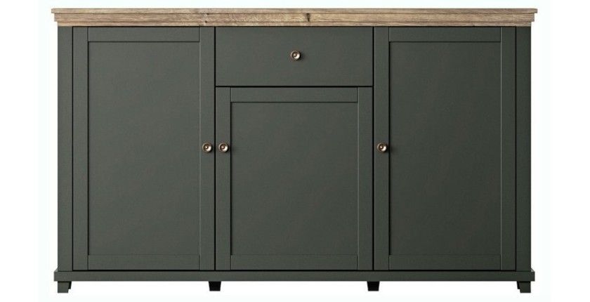 Ensemble de 5 meubles pour votre salon coloris vert et chêne. Collection ASSIA