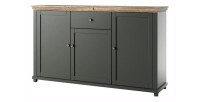 Ensemble de 5 meubles pour votre salon coloris vert et chêne. Collection ASSIA