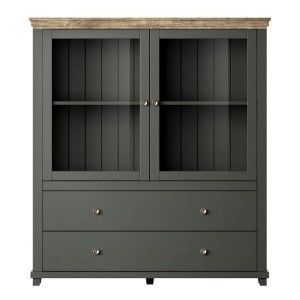 Ensemble de 5 meubles pour votre salon coloris vert et chêne. Collection ASSIA