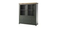 Ensemble de 5 meubles pour votre salon coloris vert et chêne. Collection ASSIA