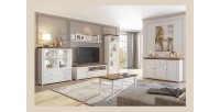 Ensemble de 6 meubles pour votre salon coloris frêne blanc et chêne. Collection ASSIA