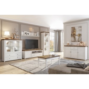 Ensemble de 6 meubles pour votre salon coloris frêne blanc et chêne. Collection ASSIA