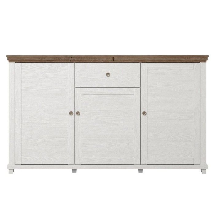 Ensemble de 6 meubles pour votre salon coloris frêne blanc et chêne. Collection ASSIA