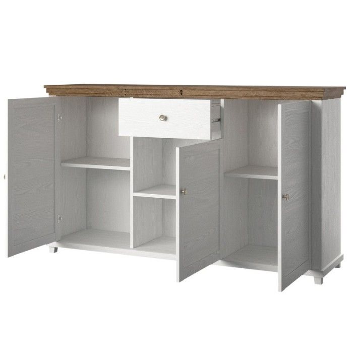 Ensemble de 6 meubles pour votre salon coloris frêne blanc et chêne. Collection ASSIA