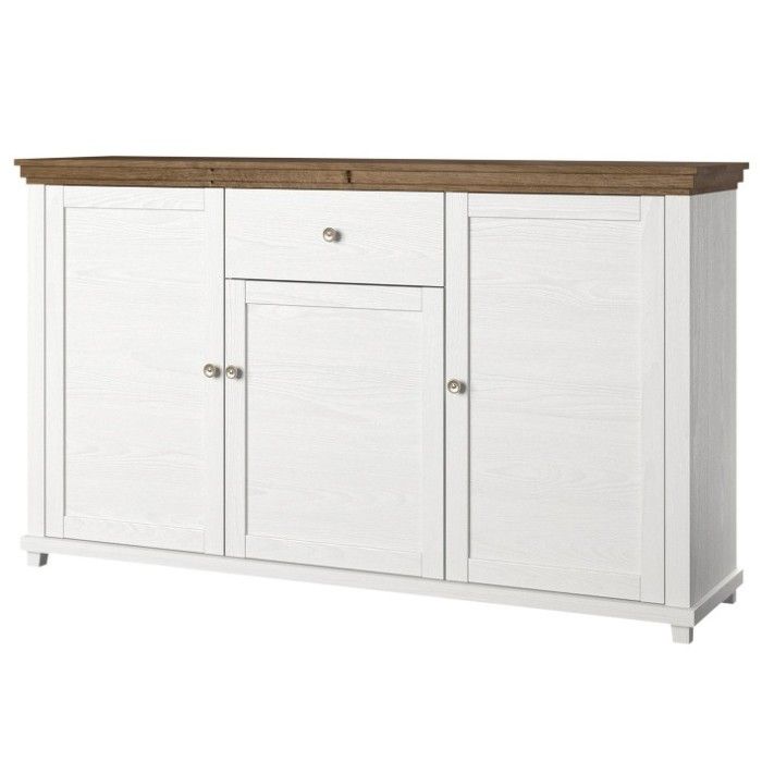 Ensemble de 6 meubles pour votre salon coloris frêne blanc et chêne. Collection ASSIA