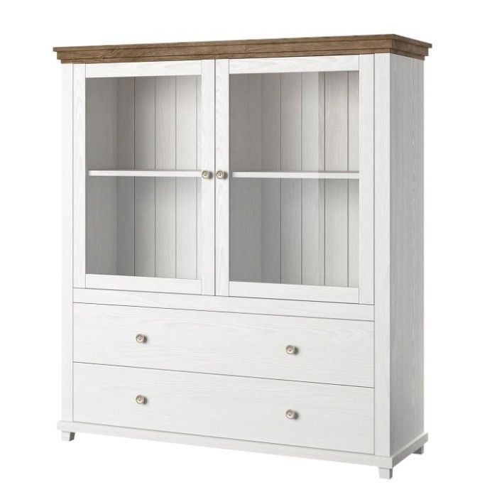 Ensemble de 6 meubles pour votre salon coloris frêne blanc et chêne. Collection ASSIA