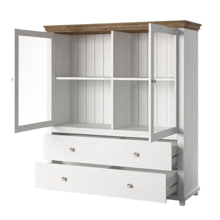 Ensemble de 6 meubles pour votre salon coloris frêne blanc et chêne. Collection ASSIA
