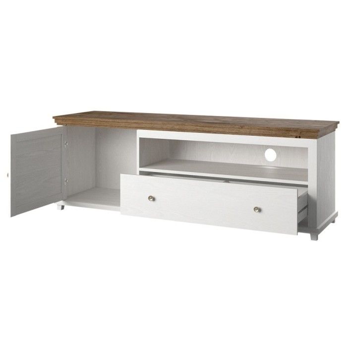 Ensemble de 6 meubles pour votre salon coloris frêne blanc et chêne. Collection ASSIA