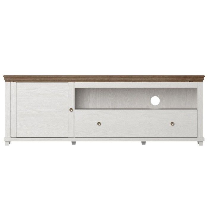 Ensemble de 6 meubles pour votre salon coloris frêne blanc et chêne. Collection ASSIA