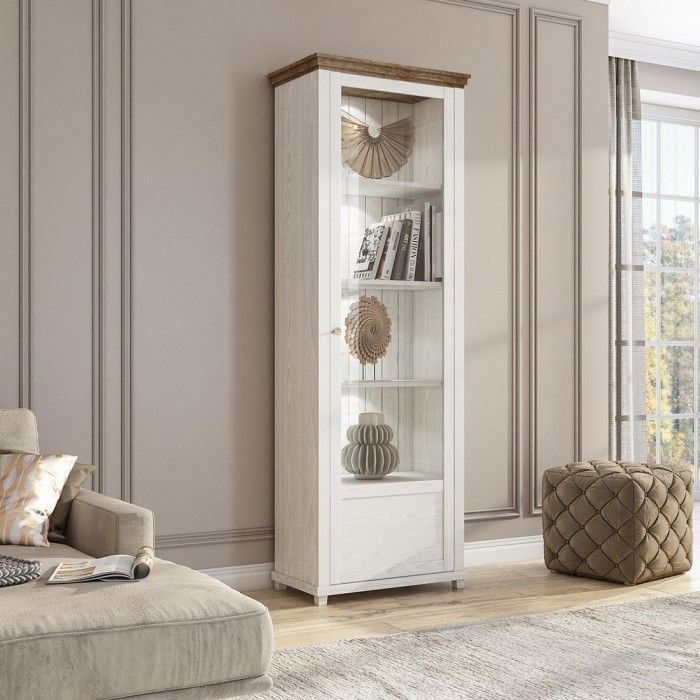 Ensemble de 6 meubles pour votre salon coloris frêne blanc et chêne. Collection ASSIA
