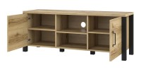 Ensemble de 5 meubles de salon collection DARWIN. Couleur chêne clair et noir.
