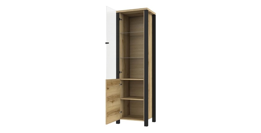 Ensemble de 3 meubles de salon collection DARWIN. Couleur chêne clair et noir.