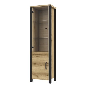 Ensemble de 3 meubles de salon collection DARWIN. Couleur chêne clair et noir.