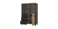 Ensemble de 3 meubles de salon collection DARWIN. Couleur épicéa et noir.