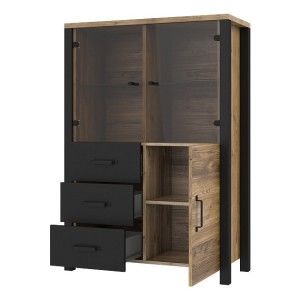 Ensemble de 3 meubles de salon collection DARWIN. Couleur épicéa et noir.