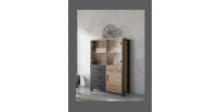 Ensemble de 3 meubles de salon collection DARWIN. Couleur épicéa et noir.