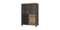 Ensemble de 3 meubles de salon collection DARWIN. Couleur épicéa et noir.