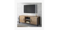 Ensemble de 3 meubles de salon collection DARWIN. Couleur épicéa et noir.
